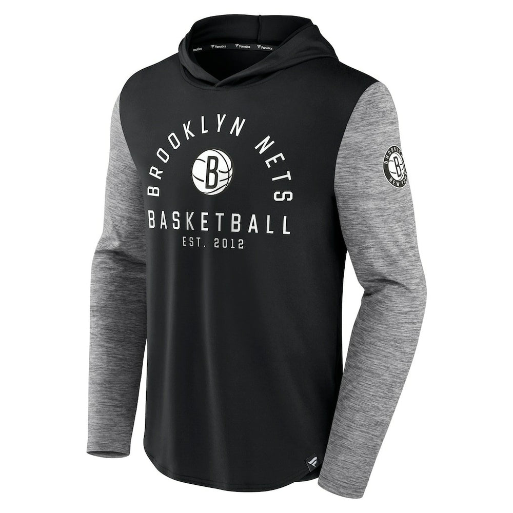 Black/Heathered Charcoal Brooklyn Nets Deep Rotation Performance Pullover Hoodie | NBA