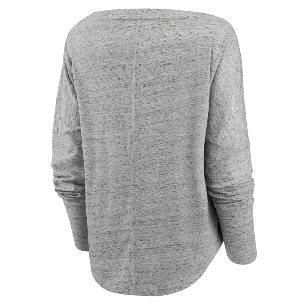 Heathered Gray Los Angeles Lakers Women's Nostalgia Off-The-Shoulder Long Sleeve T-Shirt | NBA