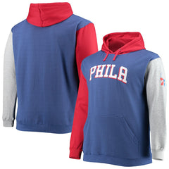 Royal/Red Philadelphia 76ers Big & Tall Double Contrast Pullover Hoodie | NBA