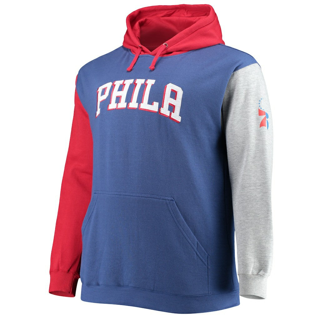 Royal/Red Philadelphia 76ers Big & Tall Double Contrast Pullover Hoodie | NBA