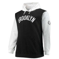 Black/White Brooklyn Nets Big & Tall Double Contrast Pullover Hoodie | NBA