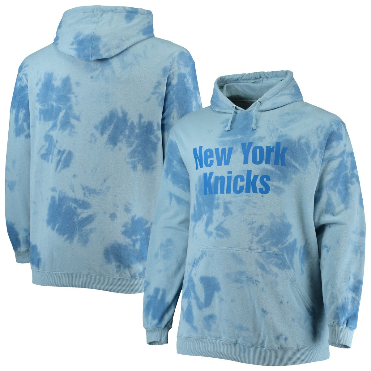 Blue New York Knicks Big & Tall Wordmark Cloud Dye Pullover Hoodie | NBA
