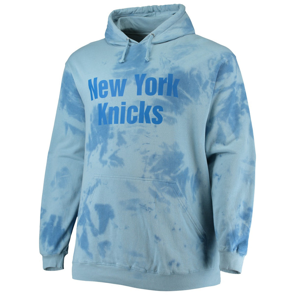 Blue New York Knicks Big & Tall Wordmark Cloud Dye Pullover Hoodie | NBA
