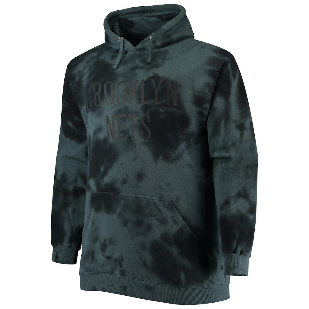 Black Brooklyn Nets Big & Tall Wordmark Cloud Dye Pullover Hoodie | NBA