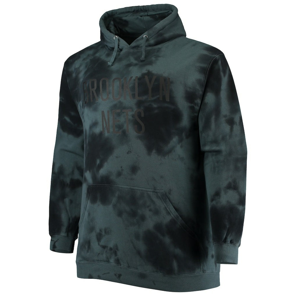 Black Brooklyn Nets Big & Tall Wordmark Cloud Dye Pullover Hoodie | NBA