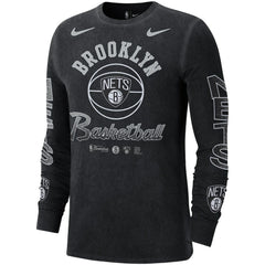 Black Brooklyn Nets Courtside Retro Elevated Long Sleeve T-Shirt | NBA