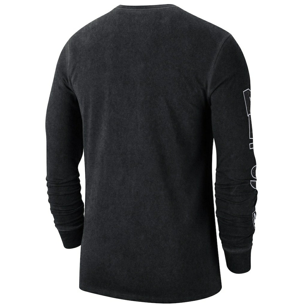 Black Brooklyn Nets Courtside Retro Elevated Long Sleeve T-Shirt | NBA