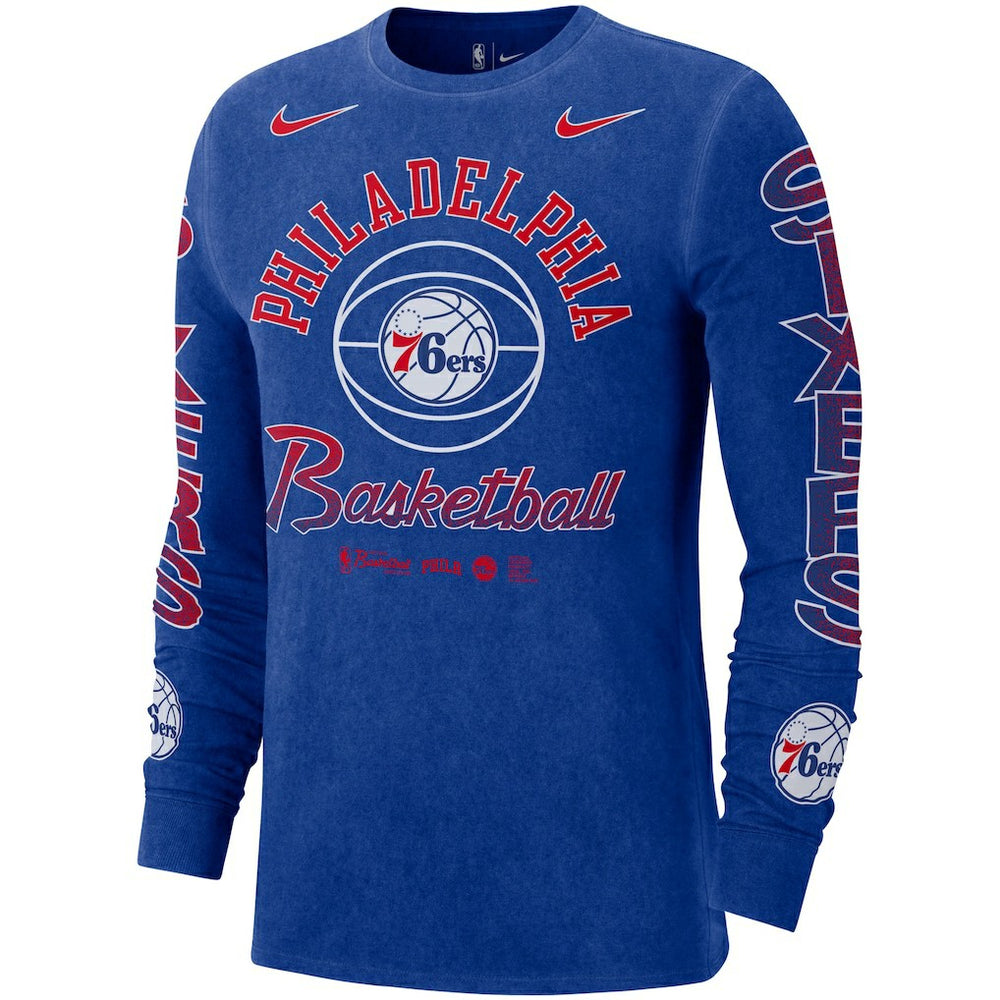 Royal Philadelphia 76ers Courtside Retro Elevated Long Sleeve T-Shirt | NBA