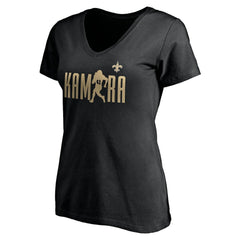 New Orleans Saints Alvin Kamara  Women's Checkdown V-Neck T-Shirt | NFL Discount