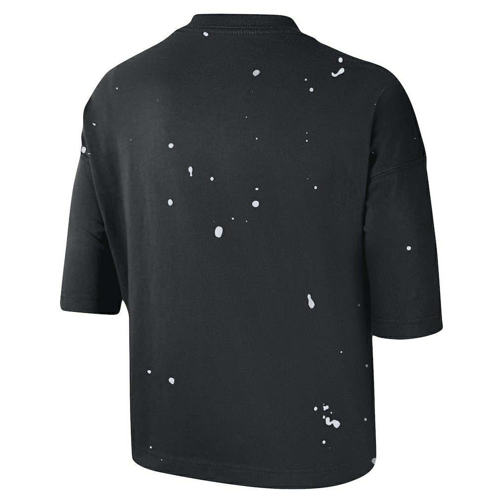 Black Brooklyn Nets Women's Courtside Splatter Cropped T-Shirt | NBA