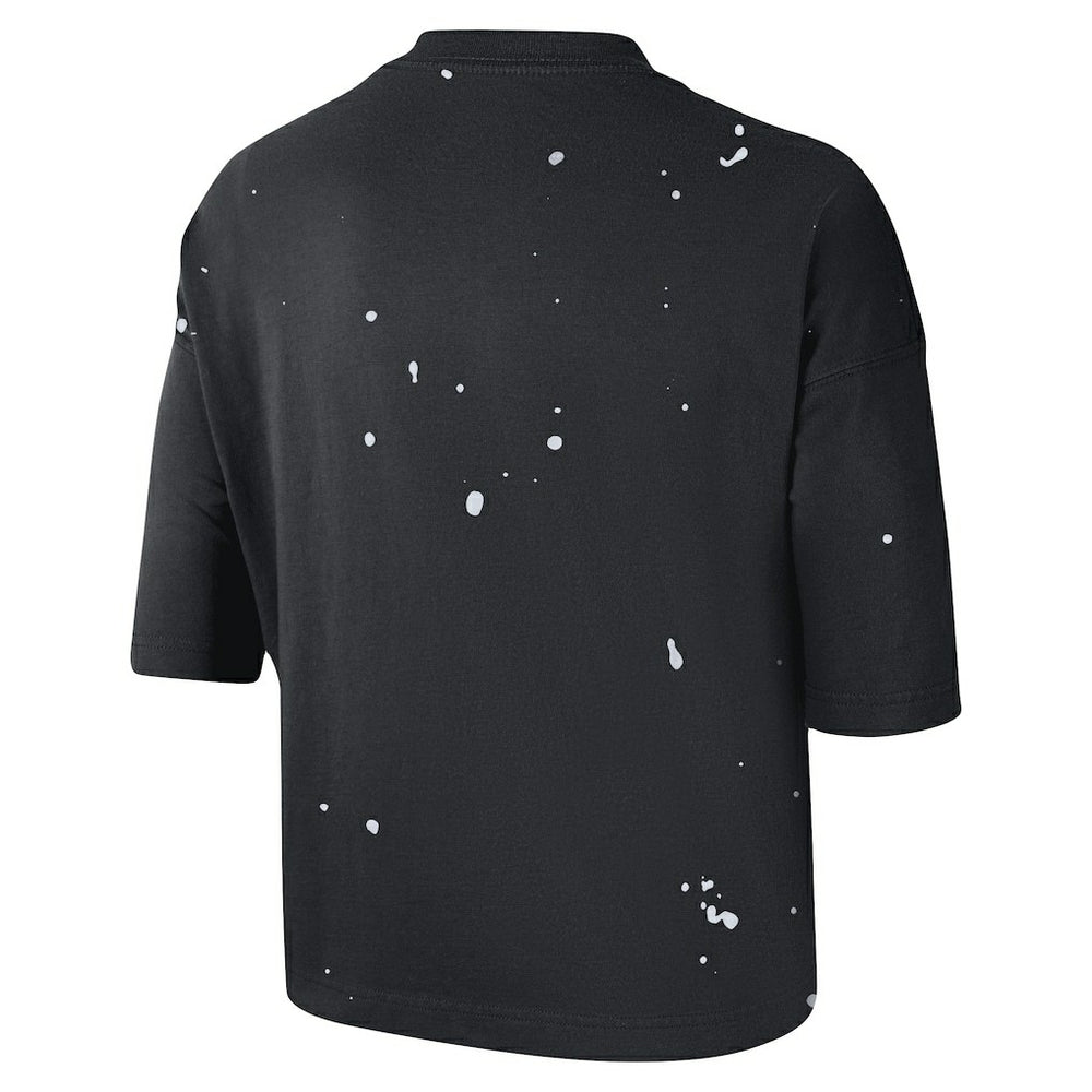 Black Brooklyn Nets Women's Courtside Splatter Cropped T-Shirt | NBA