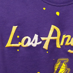 Purple Los Angeles Lakers Women's Courtside Splatter Cropped T-Shirt | NBA