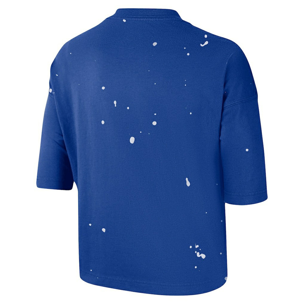 Royal Philadelphia 76ers Women's Courtside Splatter Cropped T-Shirt | NBA