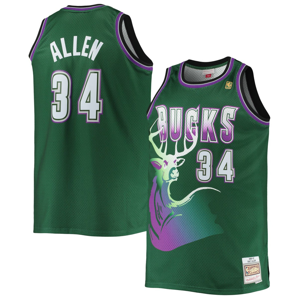 Hunter Green Ray Allen Milwaukee Bucks Big & Tall 1996/97 Hardwood Classics Swingman Jersey | NBA