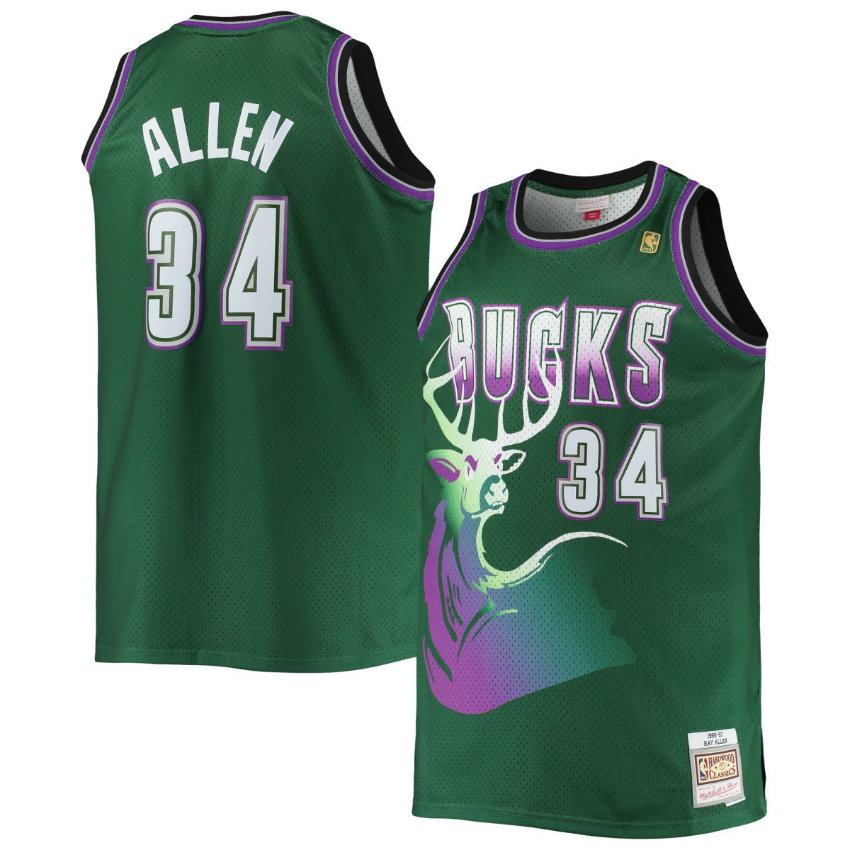 Hunter Green Ray Allen Milwaukee Bucks Big & Tall 1996/97 Hardwood Classics Swingman Jersey | NBA