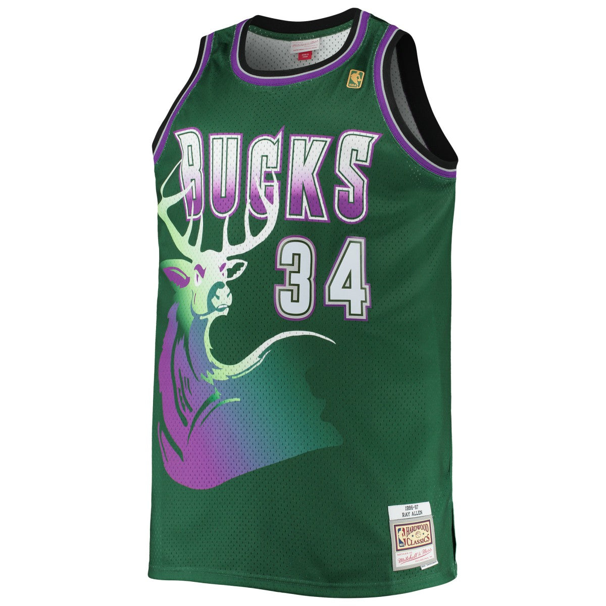 Hunter Green Ray Allen Milwaukee Bucks Big & Tall 1996/97 Hardwood Classics Swingman Jersey | NBA
