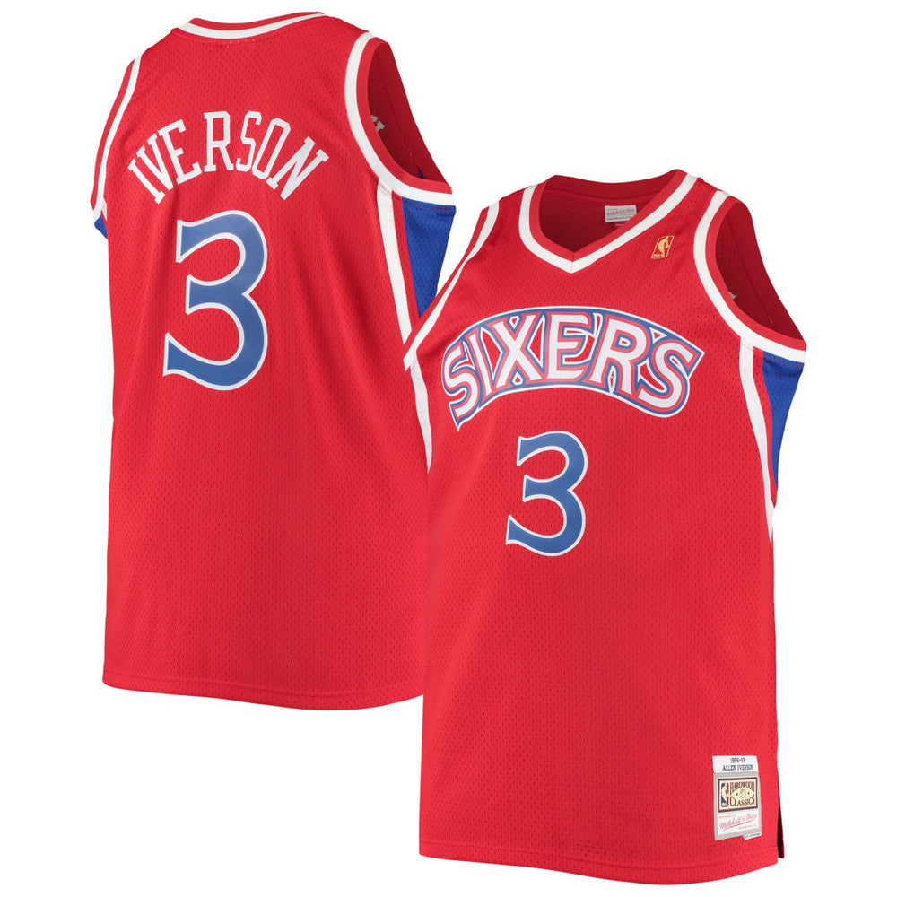 Red Allen Iverson Philadelphia 76ers 1996/97 Big & Tall Hardwood Classics Swingman Jersey | NBA