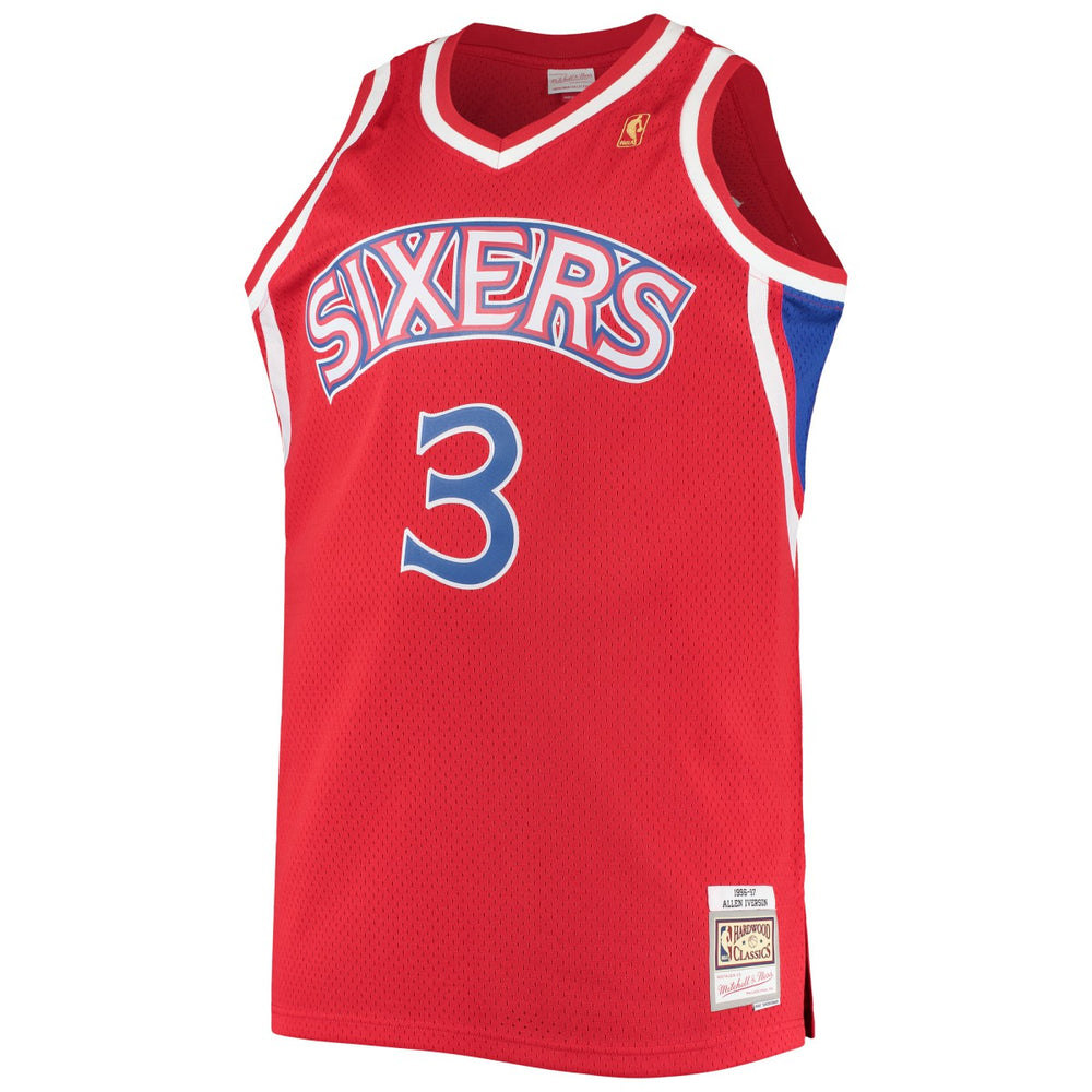 Red Allen Iverson Philadelphia 76ers 1996/97 Big & Tall Hardwood Classics Swingman Jersey | NBA