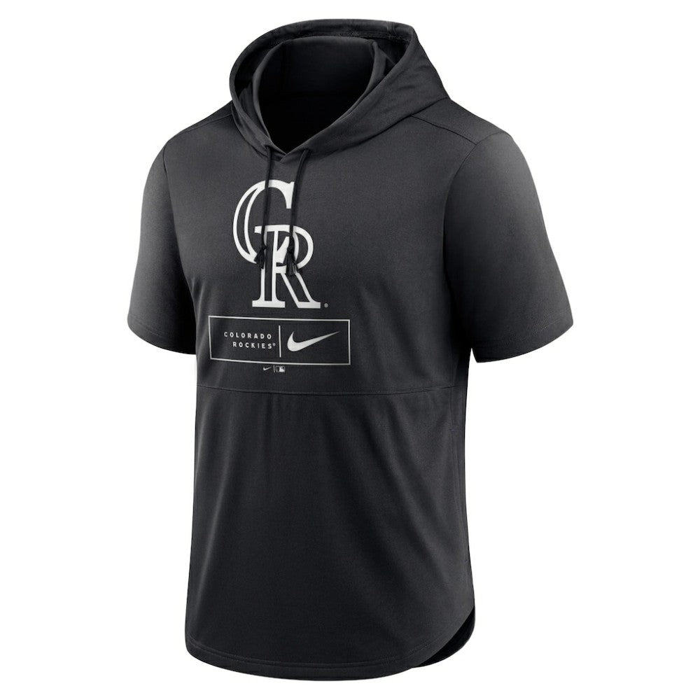 Colorado Rockies Nike Lockup Performance Short Sleeve Lightweight Hooded Top - MLB Tops