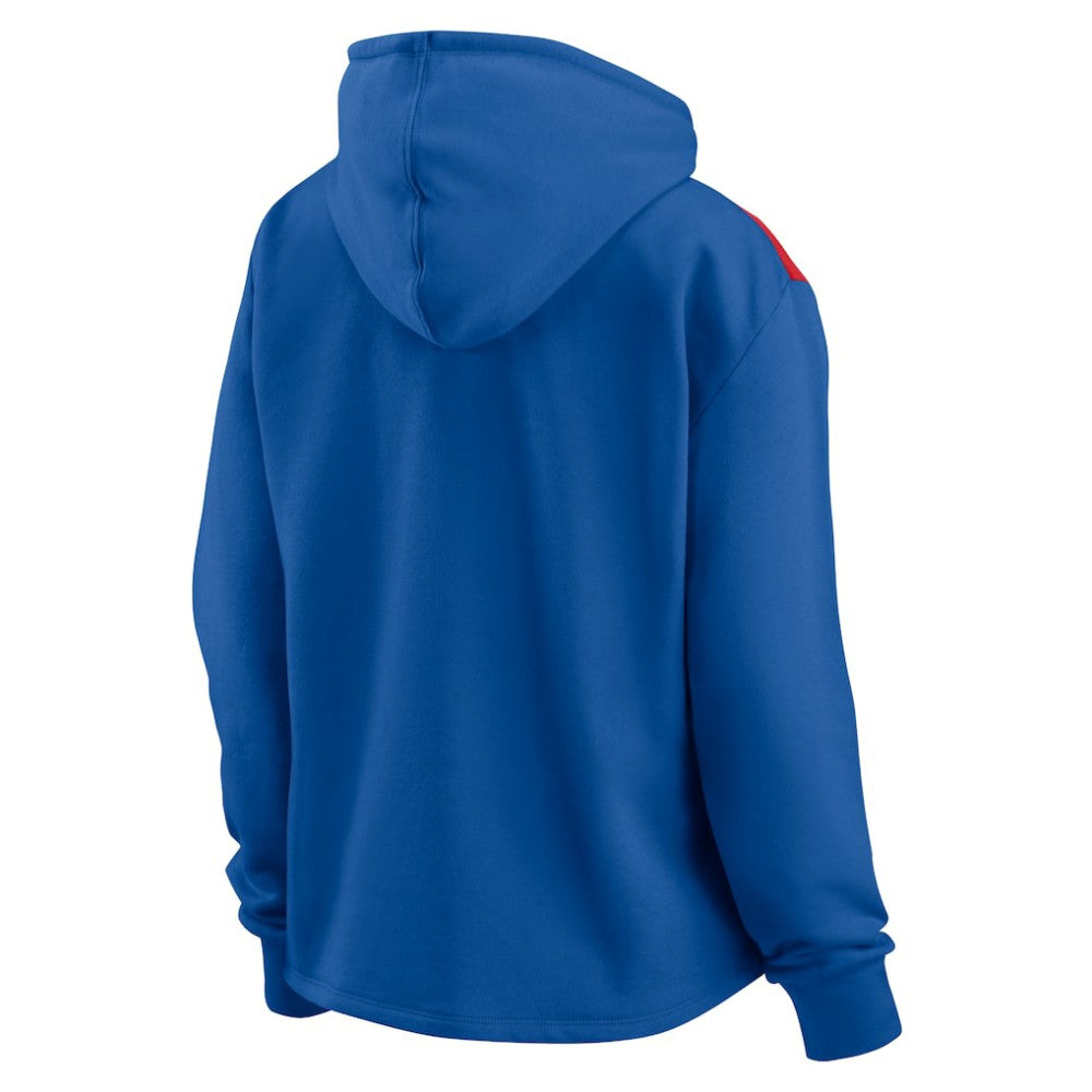 Chicago Cubs Fanatics Women's Iconic Overslide Color-Block Quarter-Zip Hoodie - MLB Hoodies