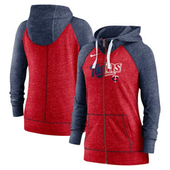 Minnesota Twins Nike Women's Split Wordmark Gym Vintage Raglan Lightweight Full-Zip Hoodie - MLB Hoodies