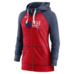 Minnesota Twins Nike Women's Split Wordmark Gym Vintage Raglan Lightweight Full-Zip Hoodie - MLB Hoodies