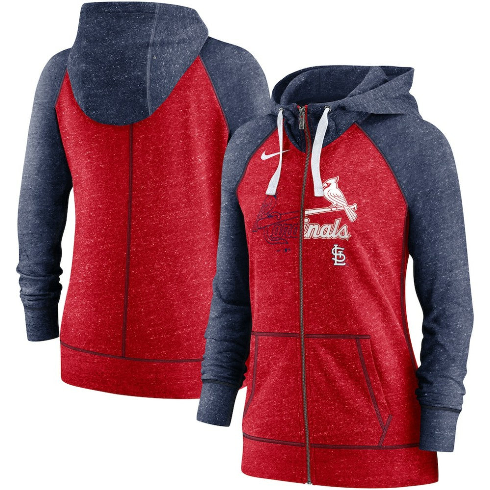 St. Louis Cardinals Nike Women's Split Wordmark Gym Vintage Raglan Lightweight Full-Zip Hoodie - MLB Hoodies