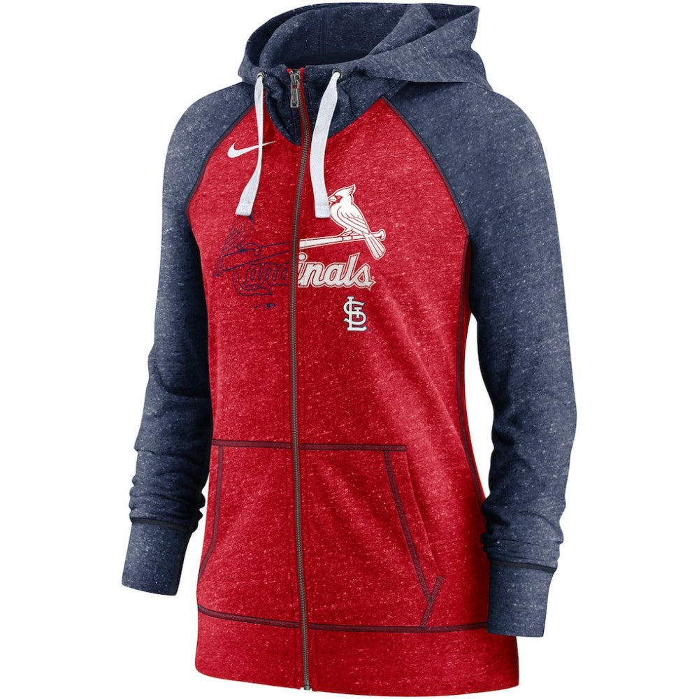 St. Louis Cardinals Nike Women's Split Wordmark Gym Vintage Raglan Lightweight Full-Zip Hoodie - MLB Hoodies