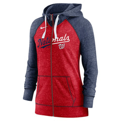 Washington Nationals Nike Women's Split Wordmark Gym Vintage Raglan Lightweight Full-Zip Hoodie - MLB Hoodies