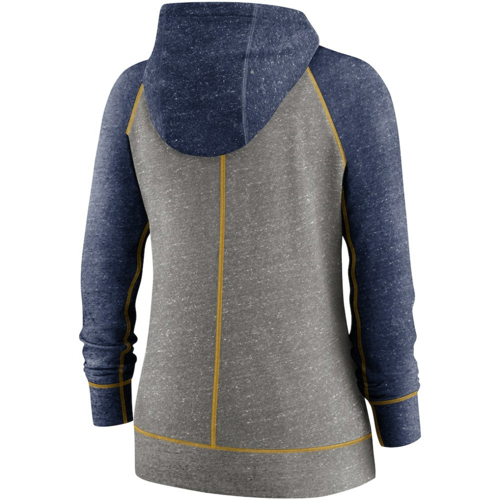 Milwaukee Brewers Nike Women's Split Wordmark Gym Vintage Raglan Lightweight Full-Zip Hoodie - MLB Hoodies