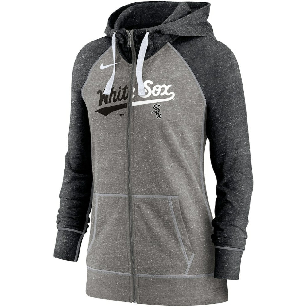 Chicago White Sox Nike Women's Split Wordmark Gym Vintage Raglan Lightweight Full-Zip Hoodie - MLB Hoodies