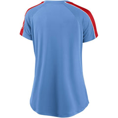 St. Louis Cardinals Fanatics Women's Light Blue/Red True Classic League Diva Pinstripe Raglan V-Neck T-Shirt - MLB T-shirts