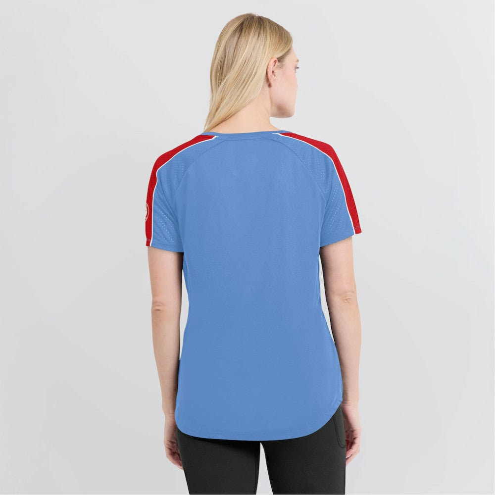 St. Louis Cardinals Fanatics Women's Light Blue/Red True Classic League Diva Pinstripe Raglan V-Neck T-Shirt - MLB T-shirts