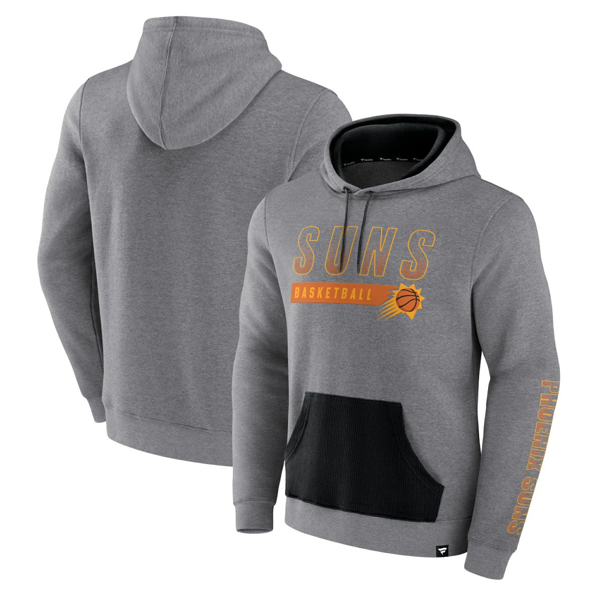 Heathered Gray Phoenix Suns Off The Bench Color Block Pullover Hoodie | NBA