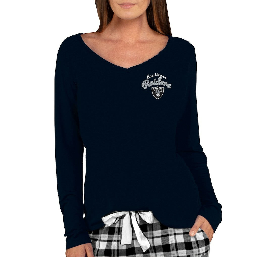 Las Vegas Raiders Concepts Sport Women's Marathon Knit Long Sleeve Lightweight V-Neck Lounge Top | NFL Online