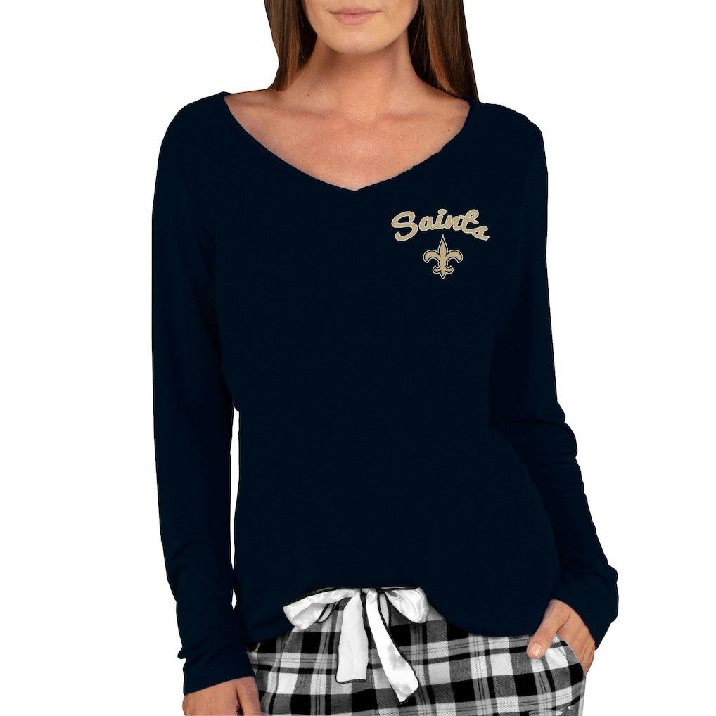 New Orleans Saints Concepts Sport Women's Marathon Knit Long Sleeve Lightweight V-Neck Lounge Top | NFL On sale