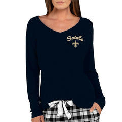 New Orleans Saints Concepts Sport Women's Marathon Knit Long Sleeve Lightweight V-Neck Lounge Top | NFL On sale