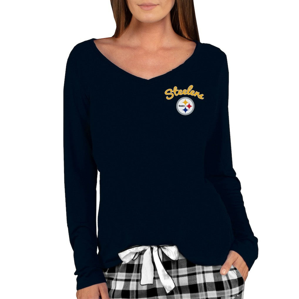Pittsburgh Steelers Concepts Sport Women's Marathon Knit Long Sleeve Lightweight V-Neck Lounge Top | NFL Sale