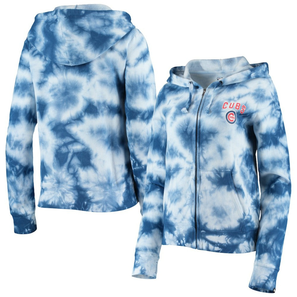 Chicago Cubs New Era Women's Tie-Dye Fleece Full-Zip Hoodie - MLB Hoodies