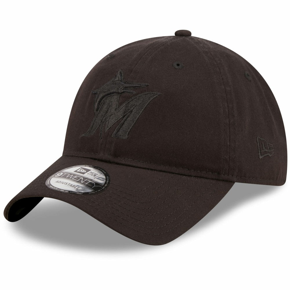 Miami Marlins New Era Black On Black Core Classic 2.0 9TWENTY Adjustable Hat - MLB Hats