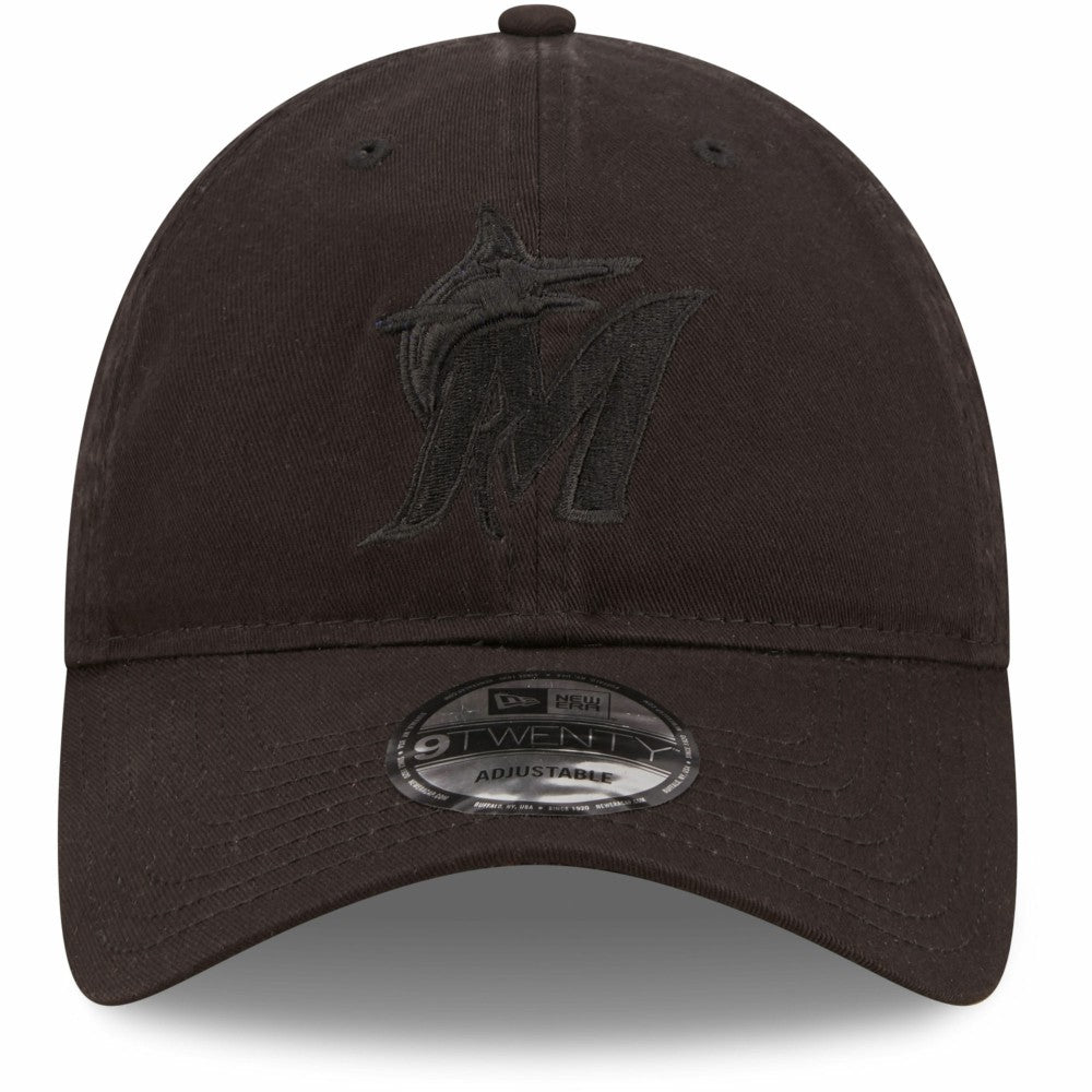 Miami Marlins New Era Black On Black Core Classic 2.0 9TWENTY Adjustable Hat - MLB Hats