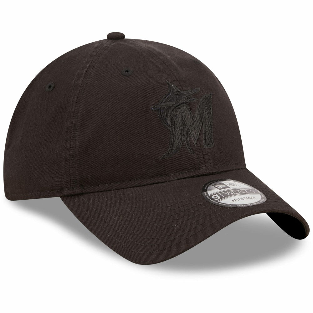 Miami Marlins New Era Black On Black Core Classic 2.0 9TWENTY Adjustable Hat - MLB Hats