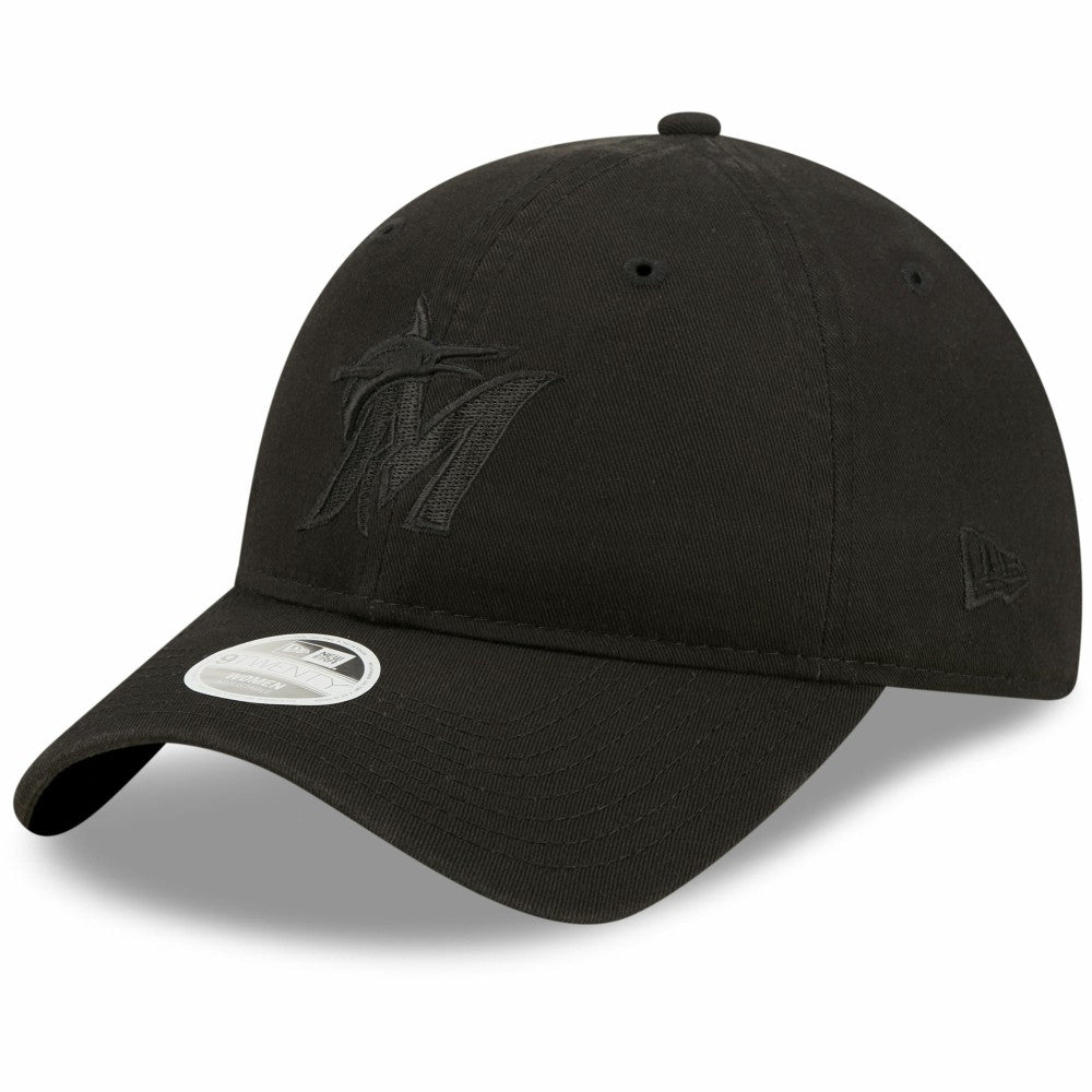 Miami Marlins New Era Women's Black on Black Core Classic II 9TWENTY Adjustable Hat - MLB Hats
