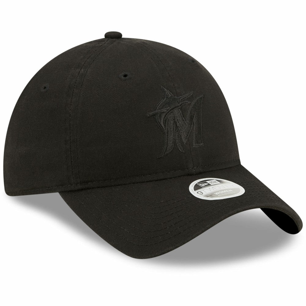 Miami Marlins New Era Women's Black on Black Core Classic II 9TWENTY Adjustable Hat - MLB Hats