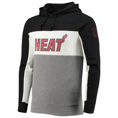 Black/White Miami Heat Junk Food Wordmark Colorblock Fleece Pullover Hoodie | NBA
