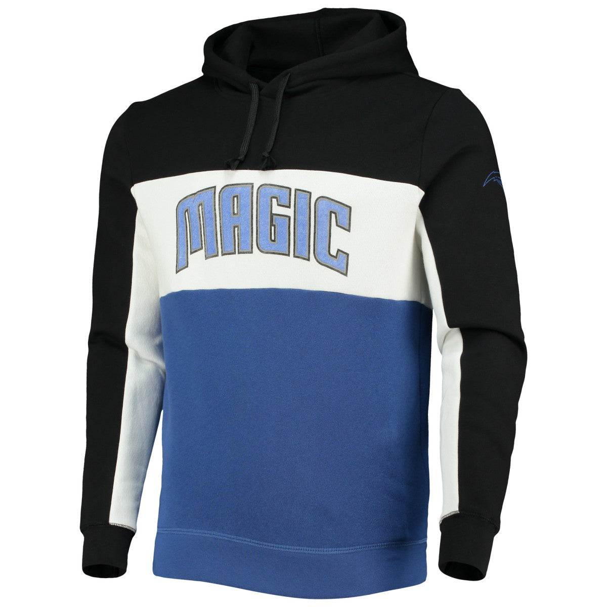 Black/White Orlando Magic Junk Food Wordmark Colorblock Fleece Pullover Hoodie | NBA