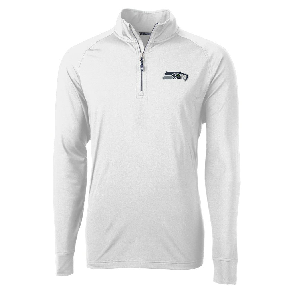 Seattle Seahawks Cutter & Buck Adapt Eco Knit Quarter-Zip Pullover Jacket | NFL Sale