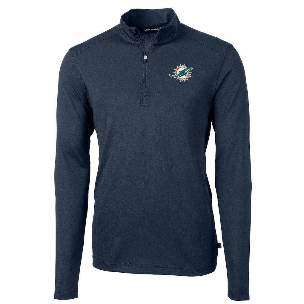 Miami Dolphins Cutter & Buck Virtue Eco Pique Recycled Quarter-Zip Pullover Jacket | NFL New