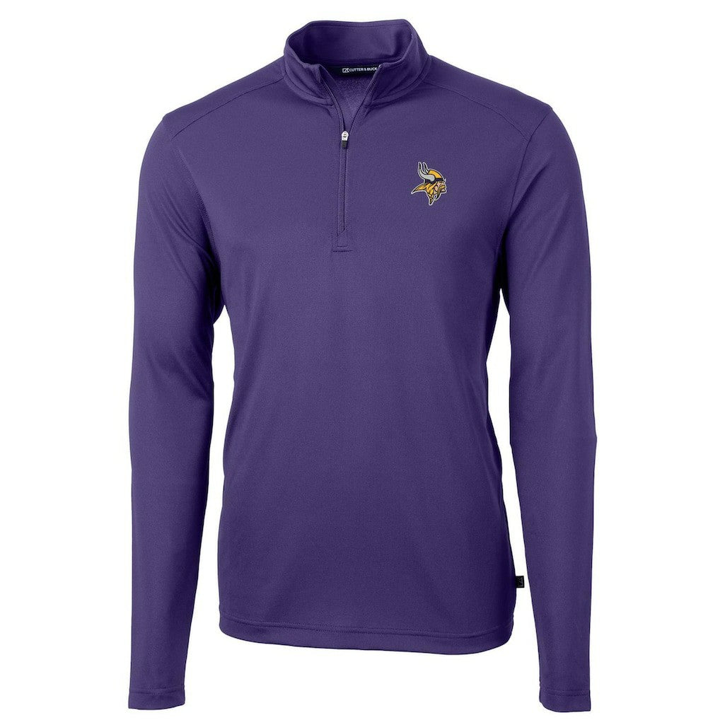 Minnesota Vikings Cutter & Buck Virtue Eco Pique Recycled Quarter-Zip Pullover Jacket | NFL Sale