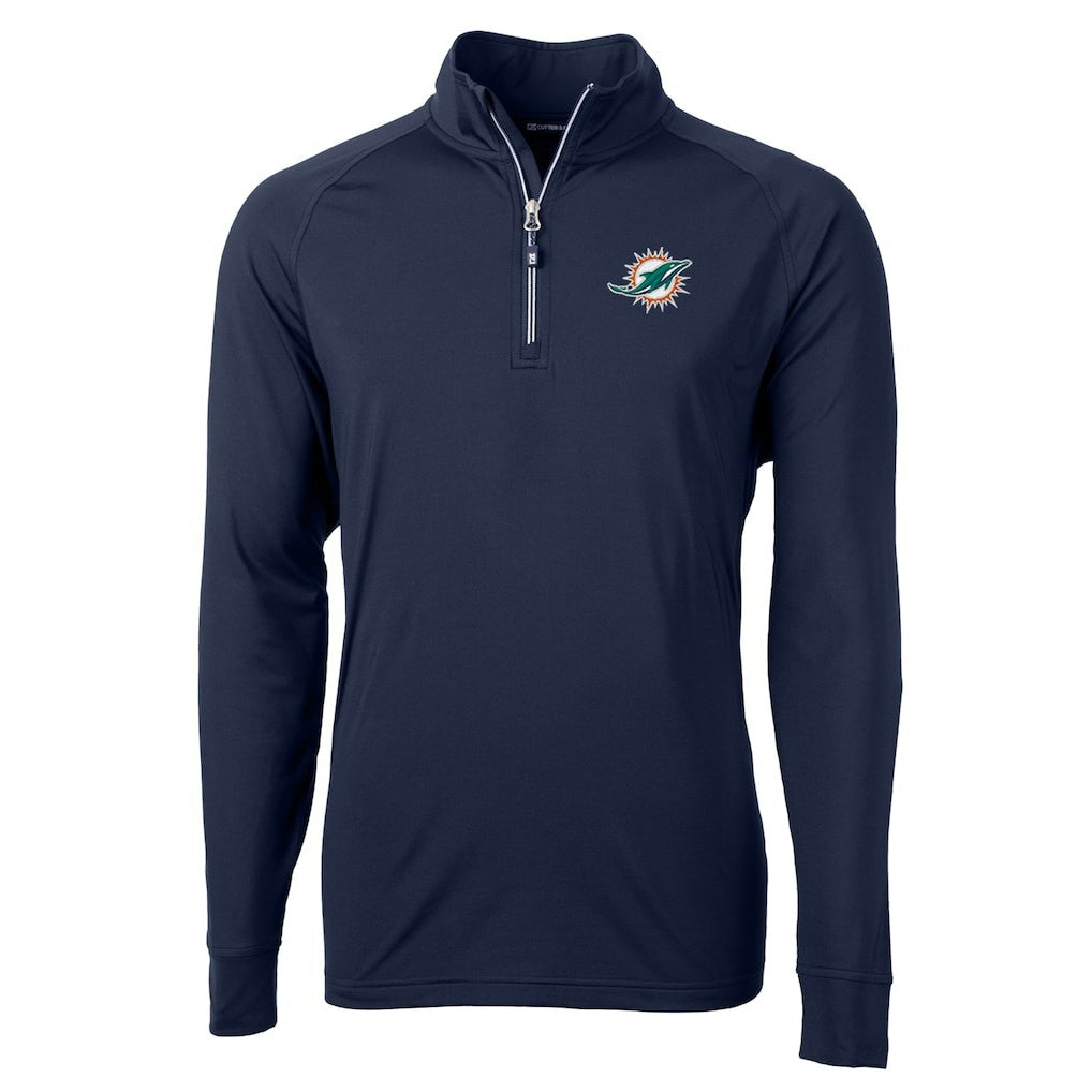 Miami Dolphins Cutter & Buck Big & Tall Adapt Eco Knit Quarter-Zip Pullover Jacket | NFL New